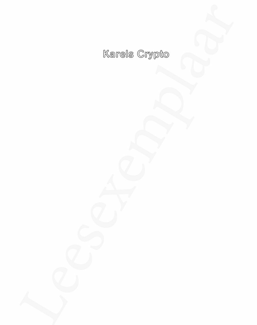 Preview: Karels Crypto: de volgende tachtig