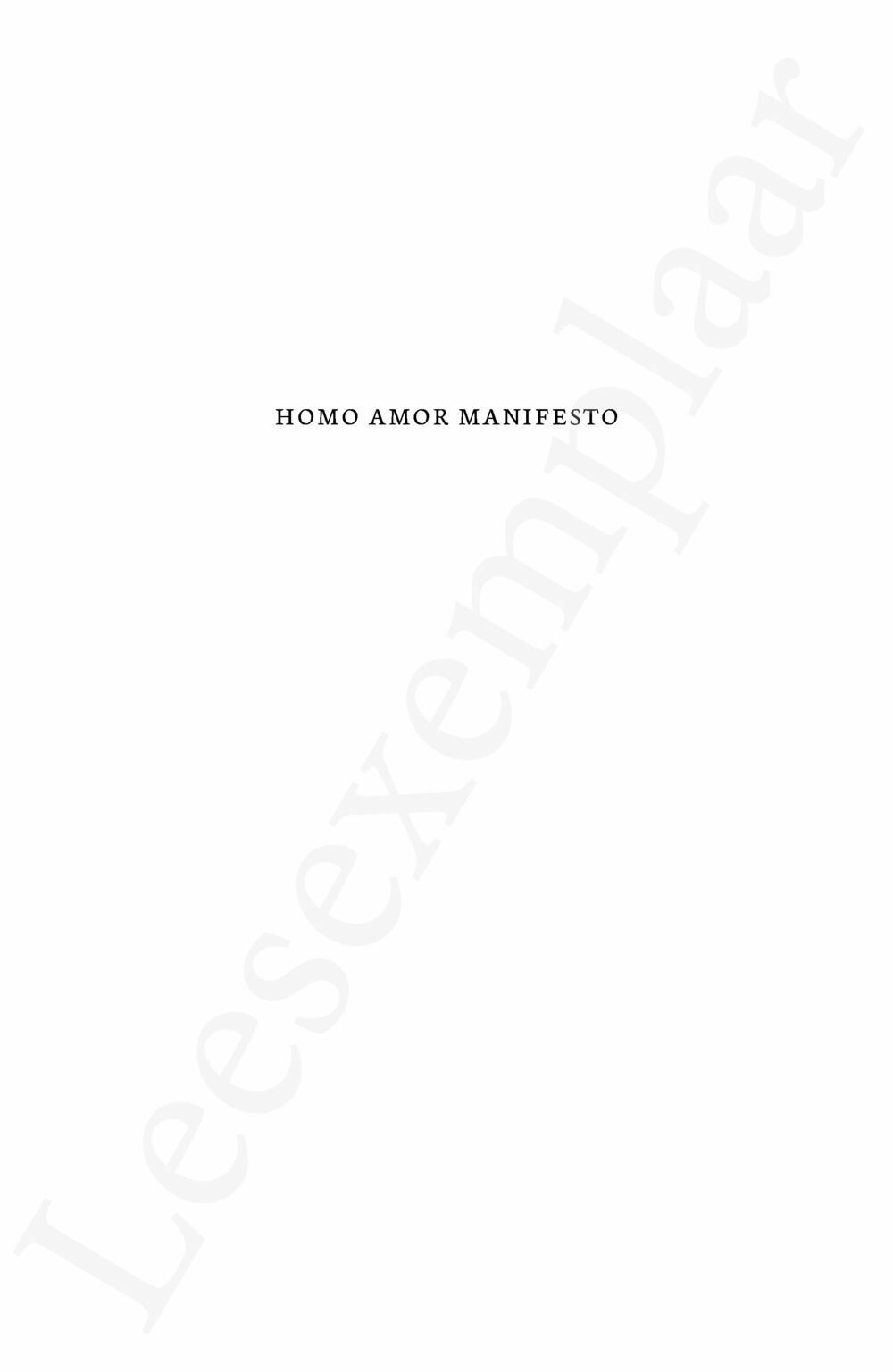Preview: Homo Amor Manifesto