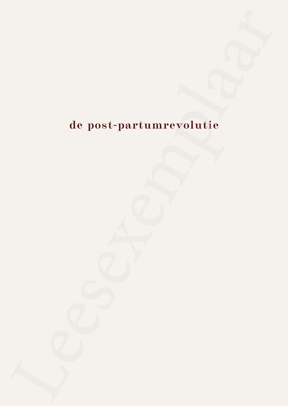 Preview: De post-partumrevolutie