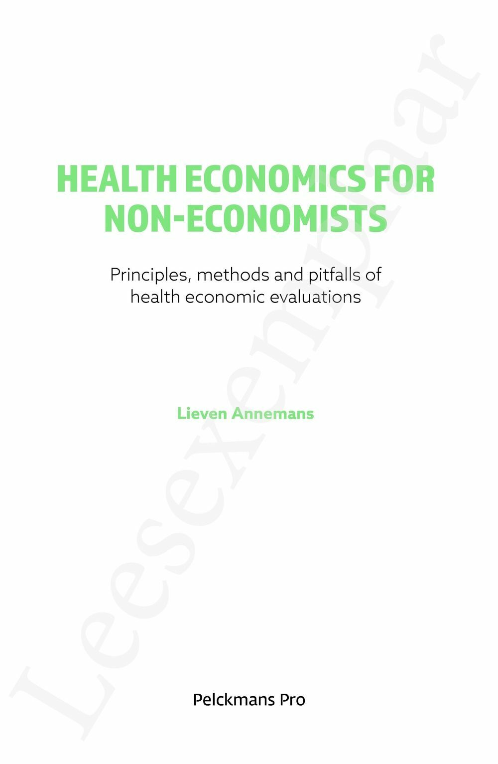 Preview: Health economics for non-economists