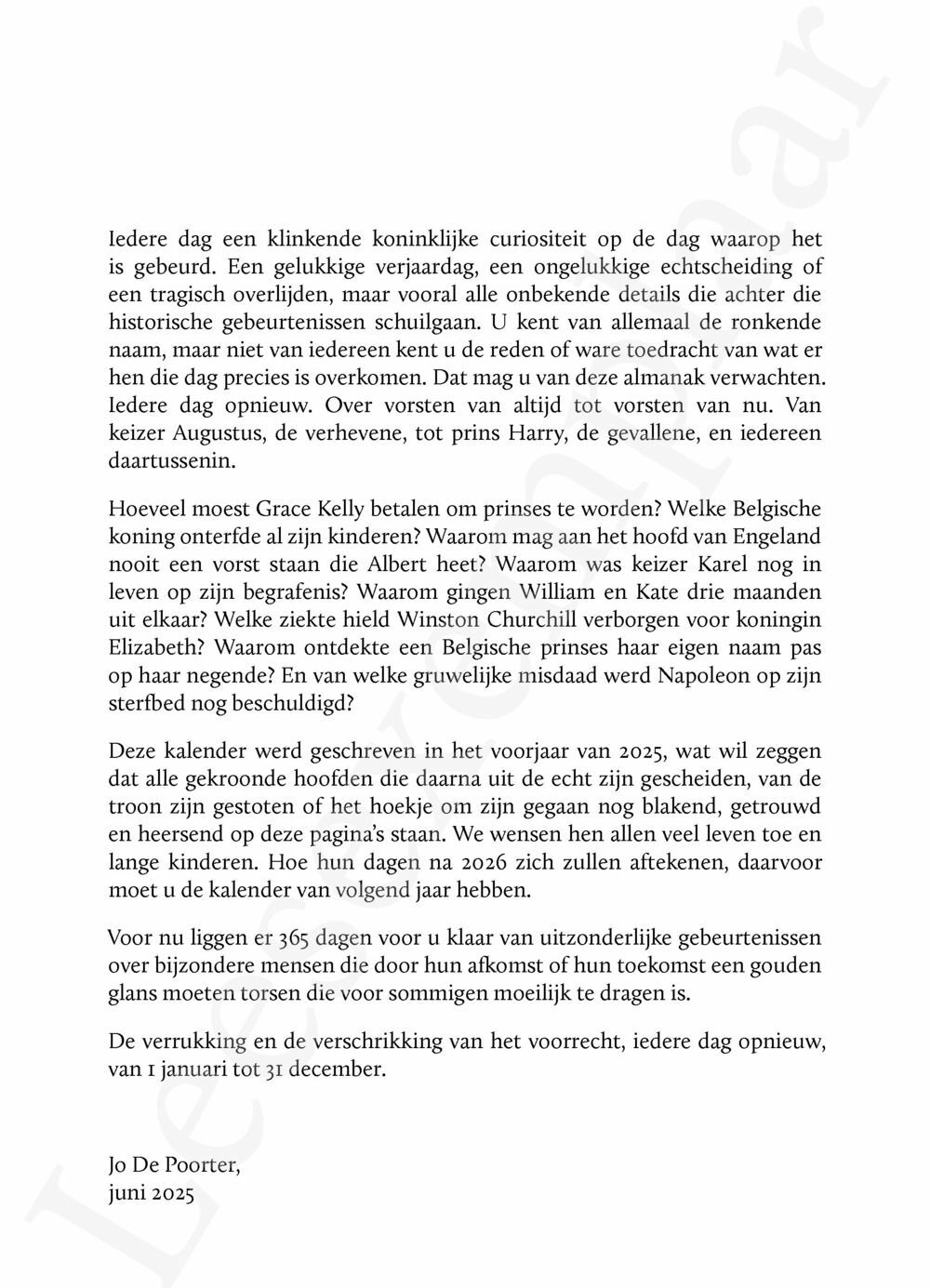 Preview: De Poorters koninklijke dagkalender 2026