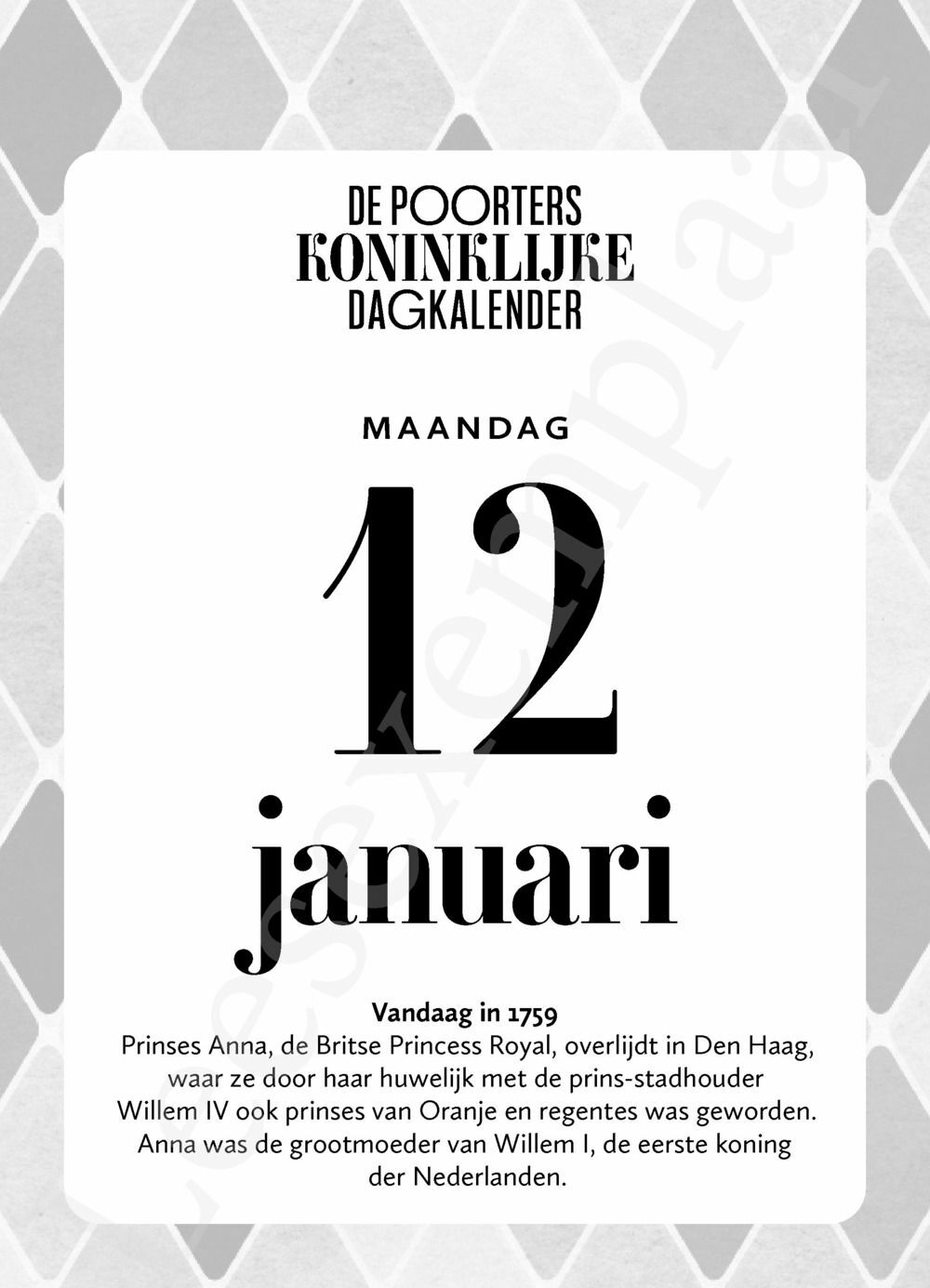 Preview: De Poorters koninklijke dagkalender 2026