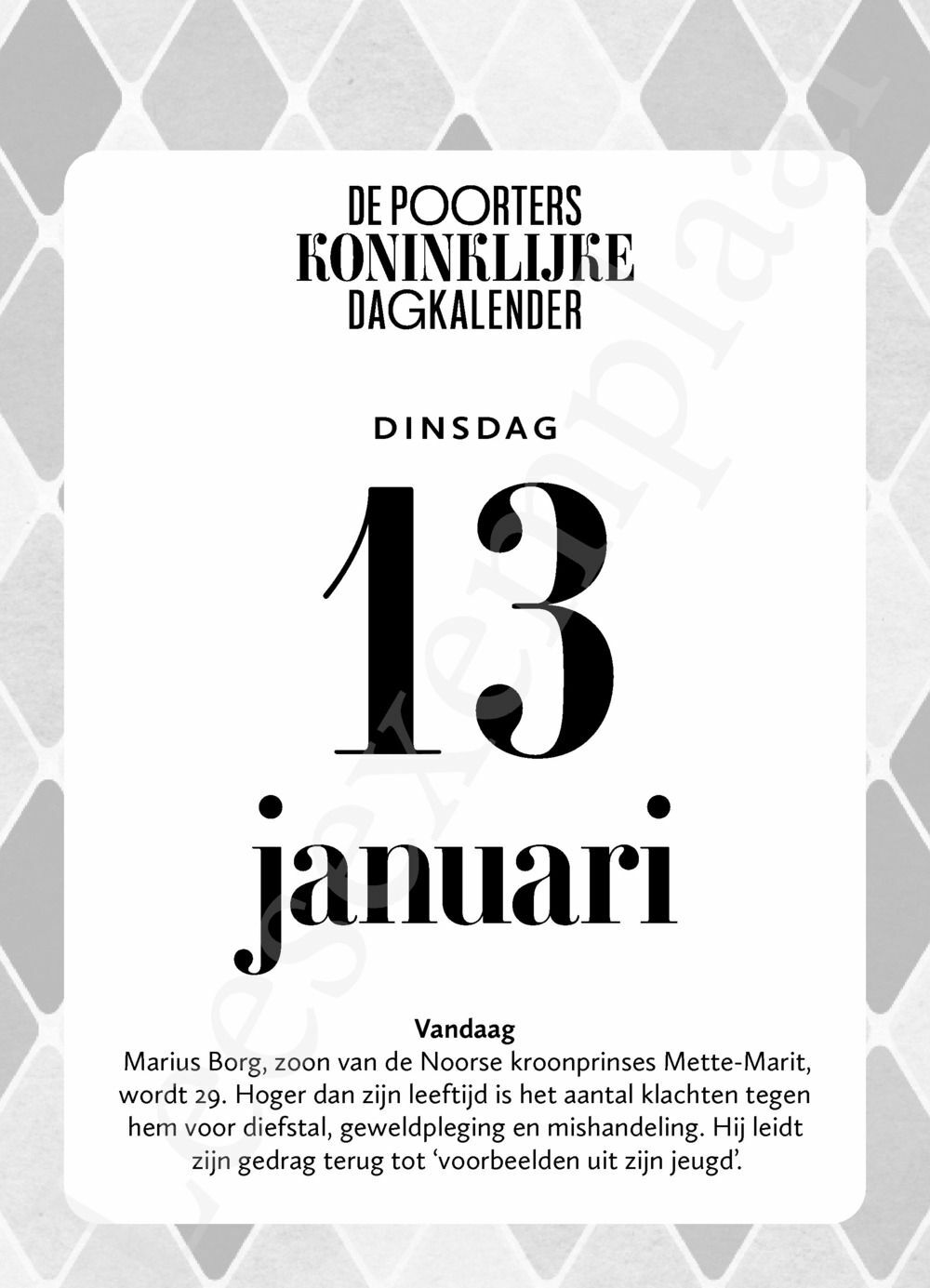 Preview: De Poorters koninklijke dagkalender 2026
