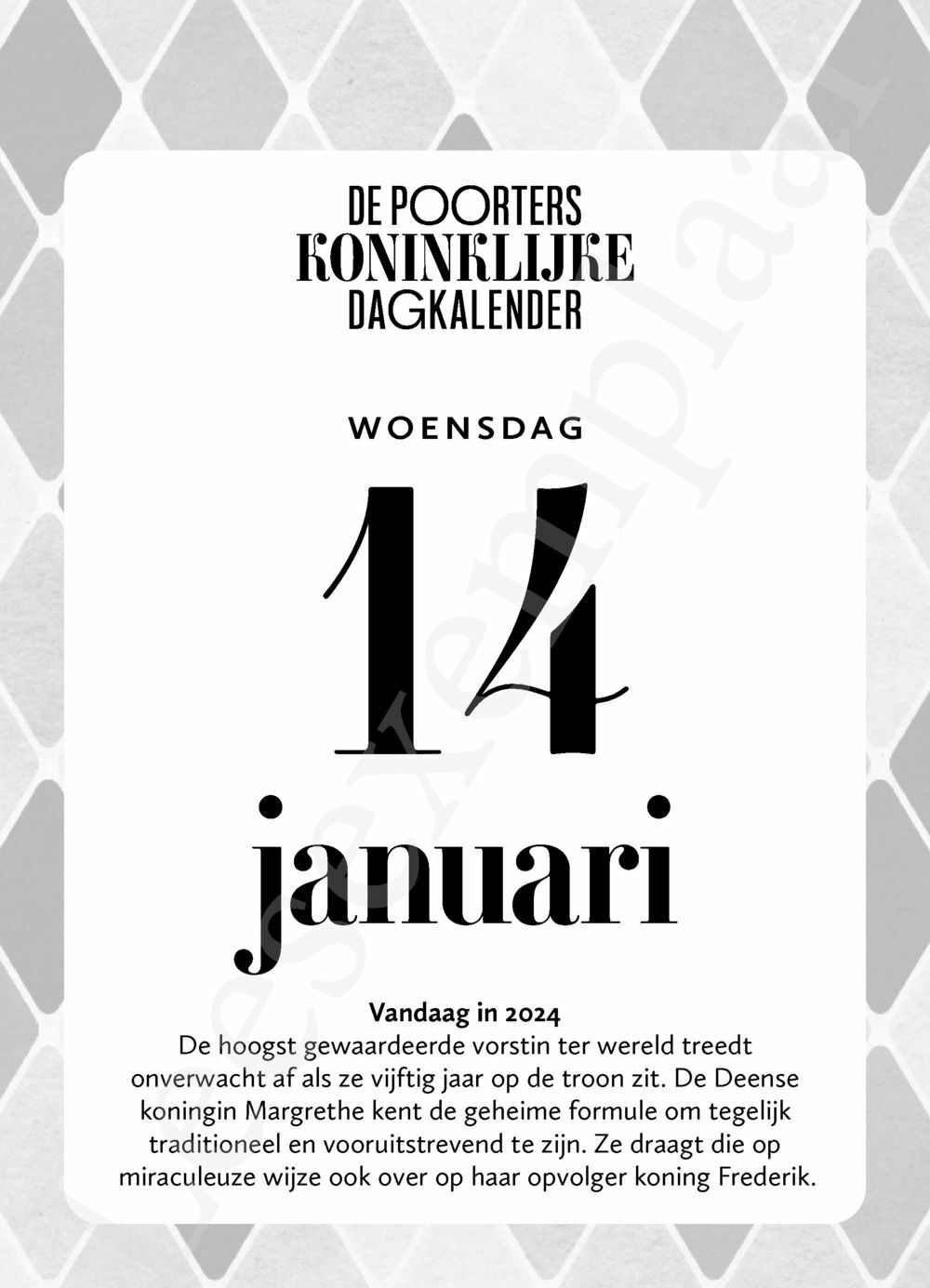 Preview: De Poorters koninklijke dagkalender 2026