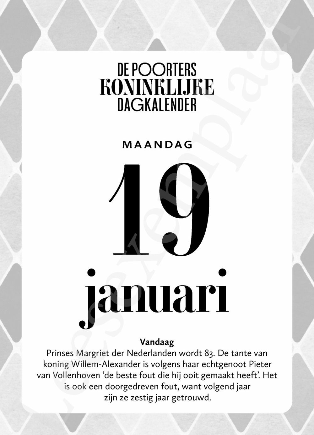 Preview: De Poorters koninklijke dagkalender 2026