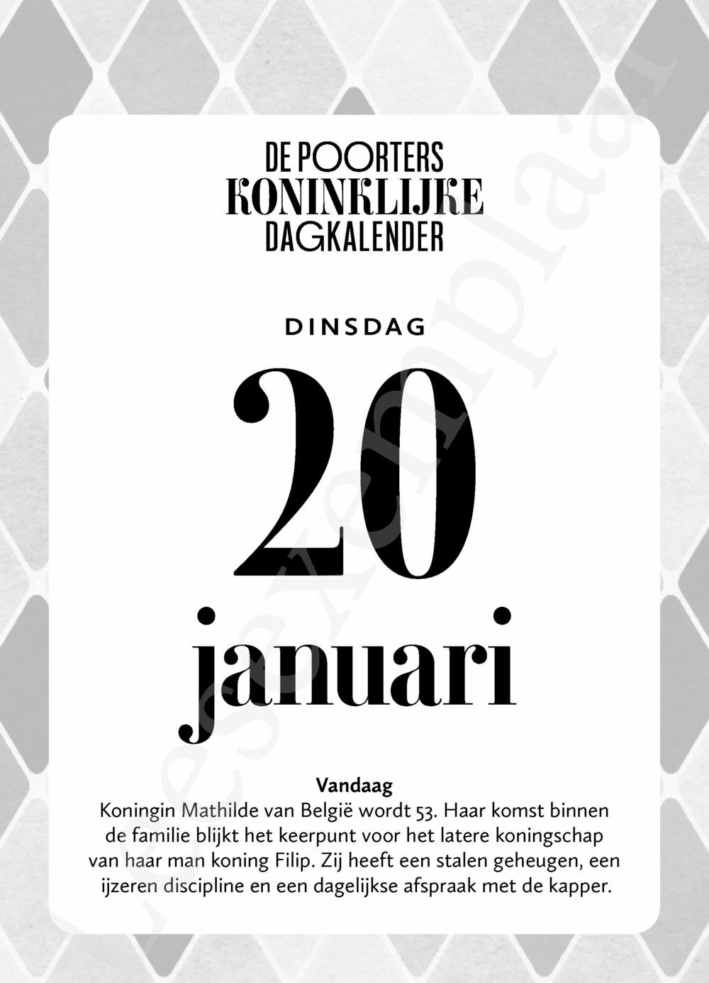 Preview: De Poorters koninklijke dagkalender 2026