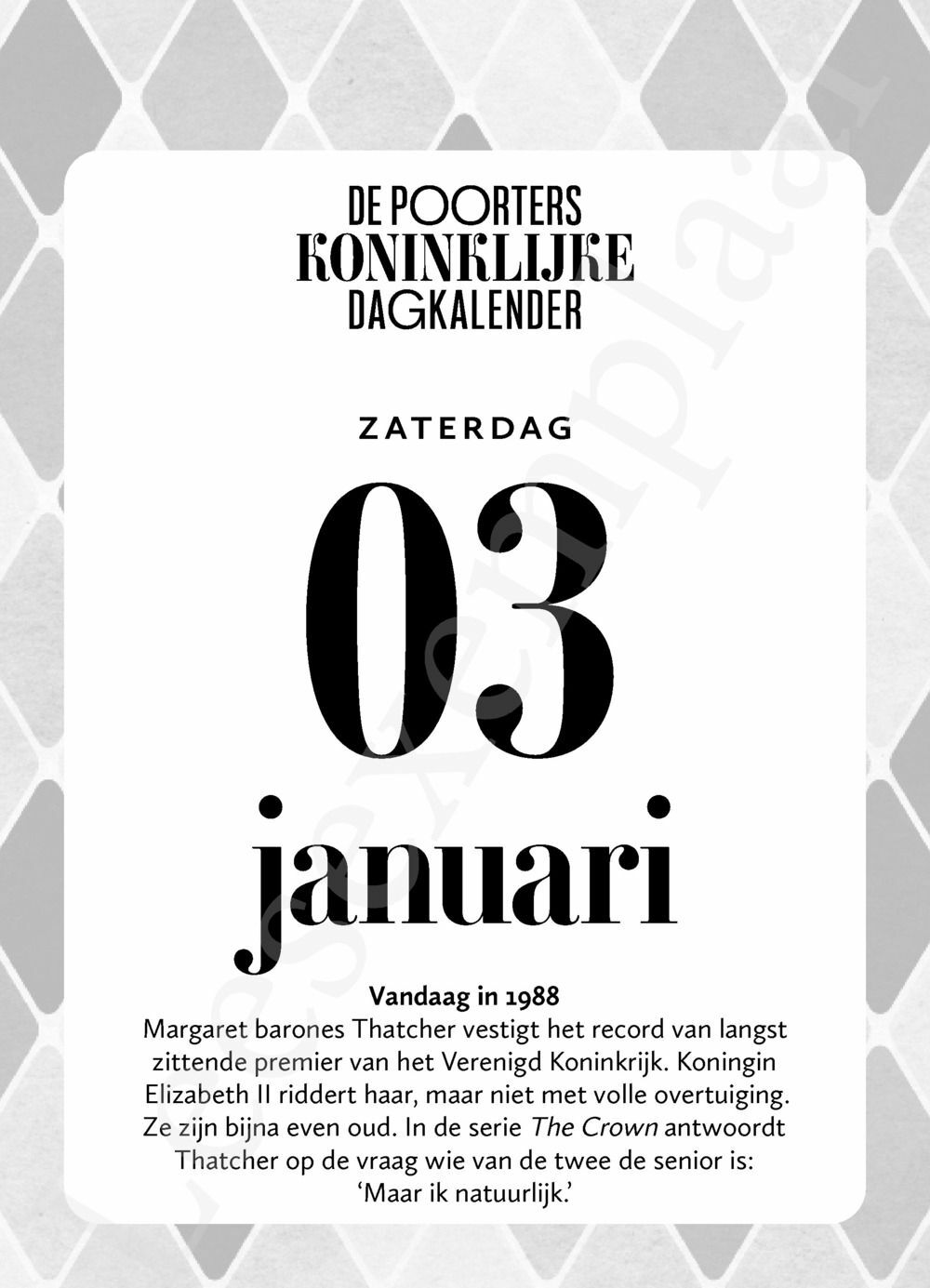 Preview: De Poorters koninklijke dagkalender 2026
