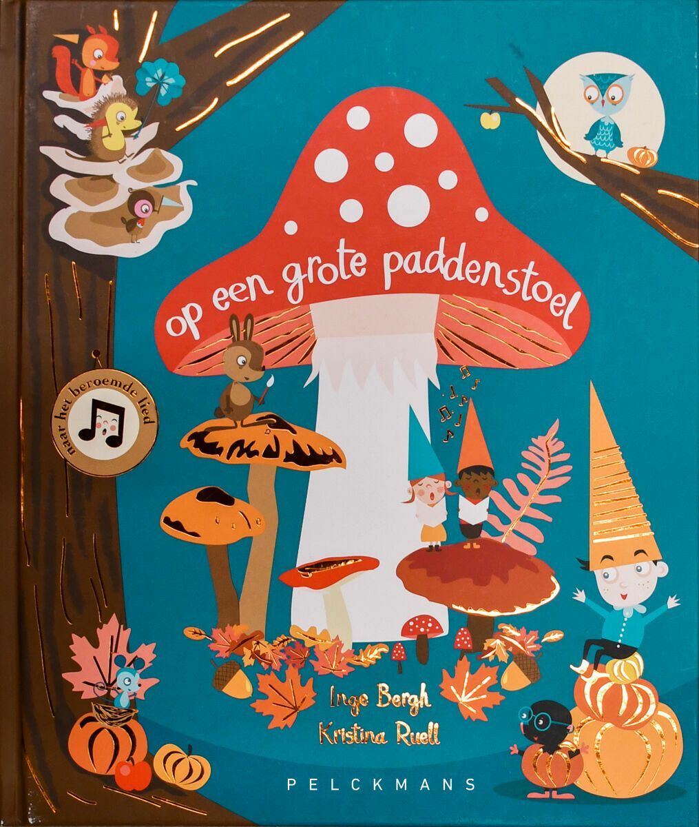 Op een grote paddenstoel