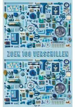 XL Spelposter - Zoek 100 verschillen Blauw